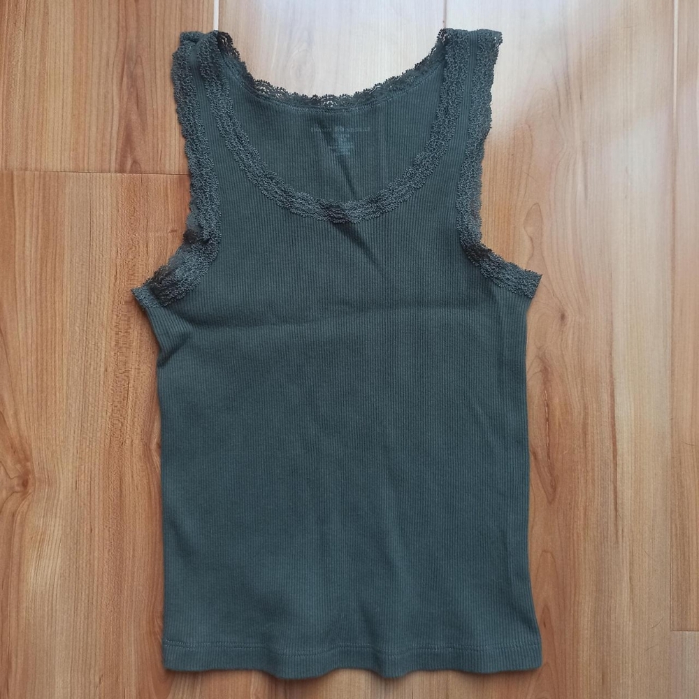 Brandy Melville olive green lace tank